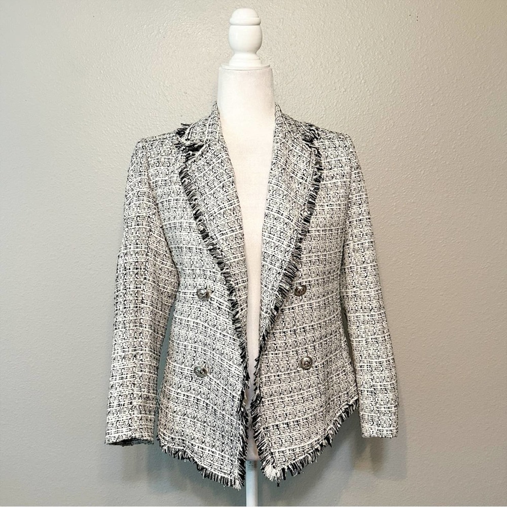Aqua Monochrome Tweed Blazer